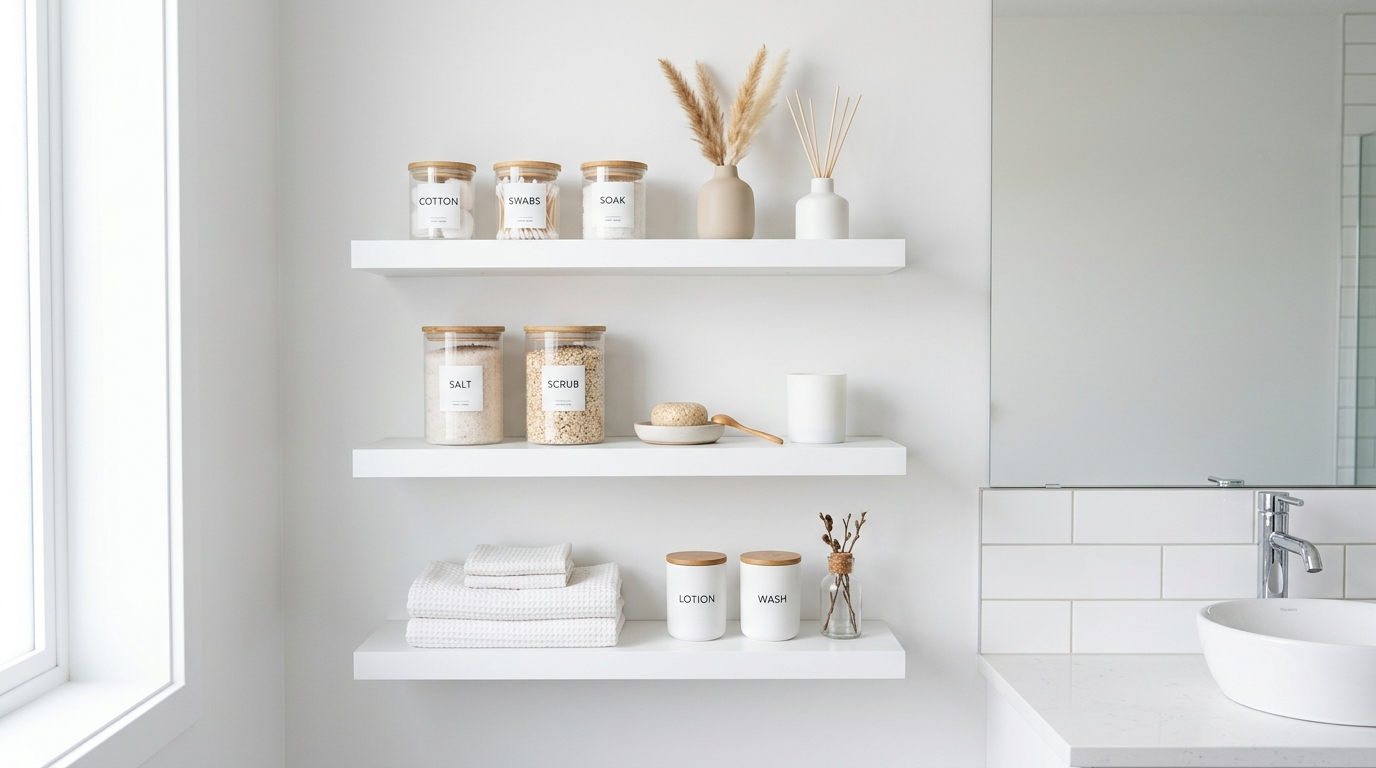 Add a slim cabinet beside the vanity